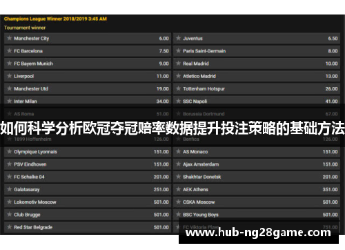 如何科学分析欧冠夺冠赔率数据提升投注策略的基础方法