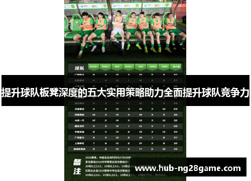 提升球队板凳深度的五大实用策略助力全面提升球队竞争力
